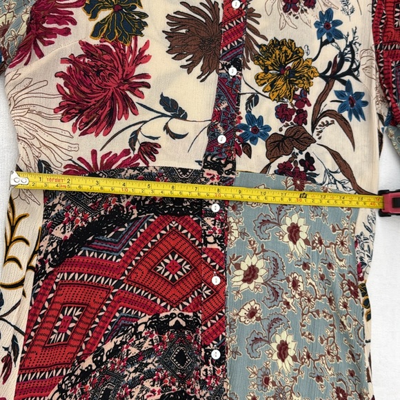 UmGee Floral Patchwork button down Dress with hippy style asymmetrical hem (mlb) - Picture 5 of 5